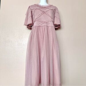 Ivy City Co Blush Pink Polkadot Ruffled Layered Tulle Dress
